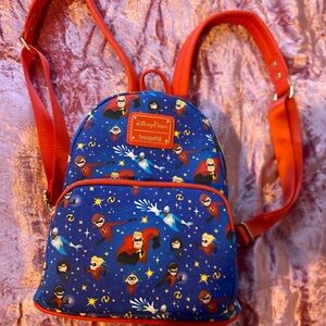 Loungefly Disney incredibles Blue and Red Backpack